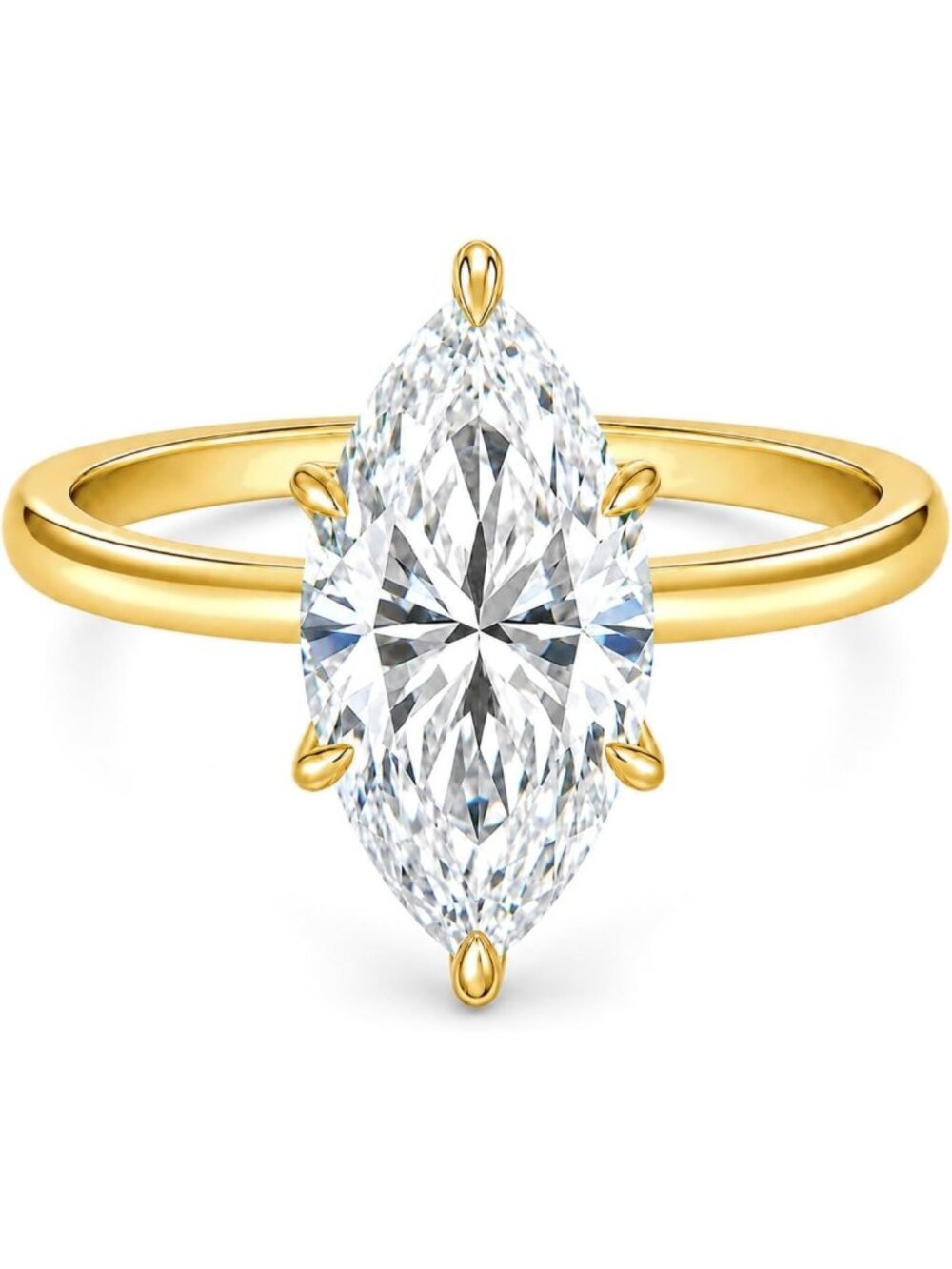 Stunning 3.5 CT Marquise Engagement Ring, Women's Wedding Promise Jewelry